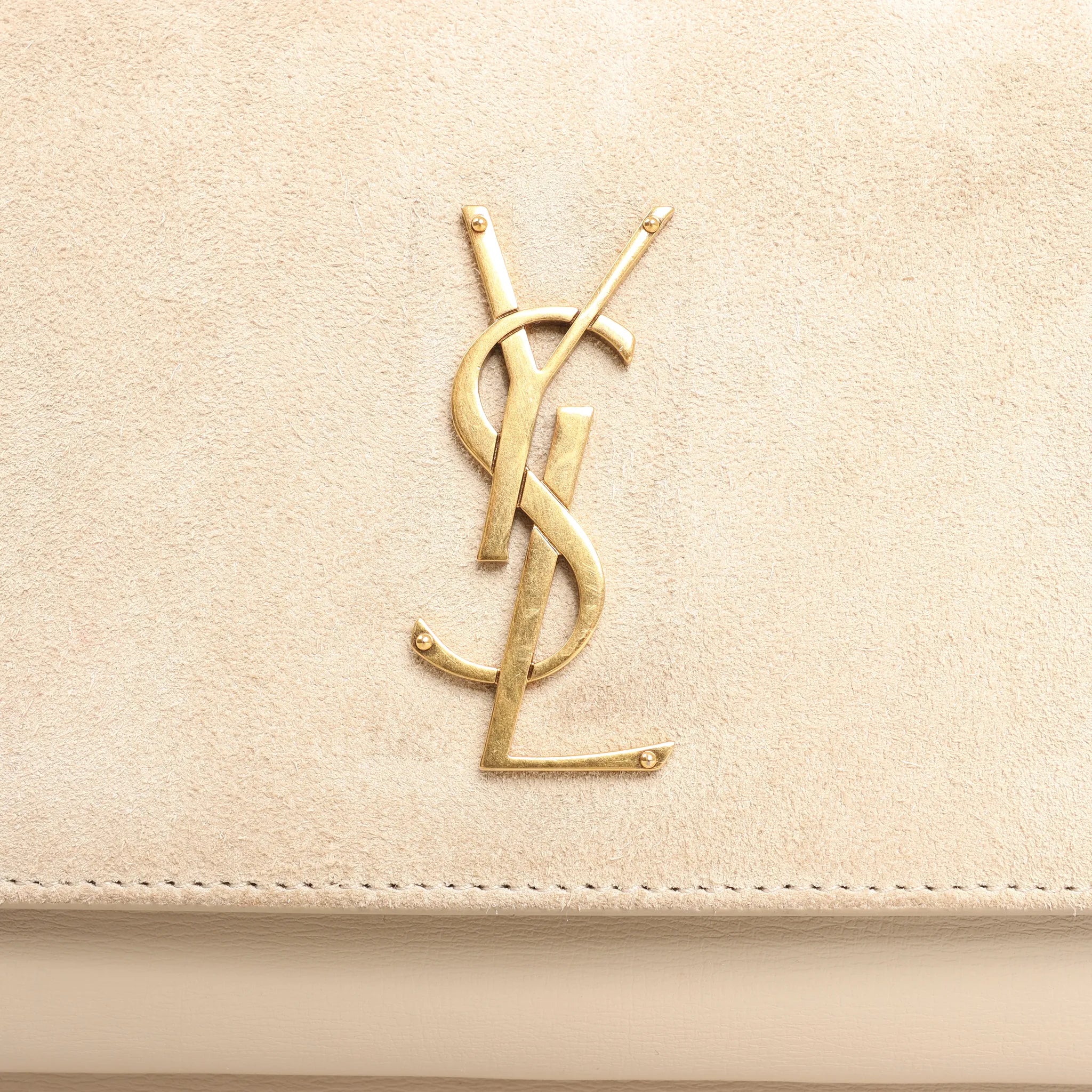 Saint Laurent Paris Sunset Medium Leather x Suede Shoulder Bag in Beige 442906