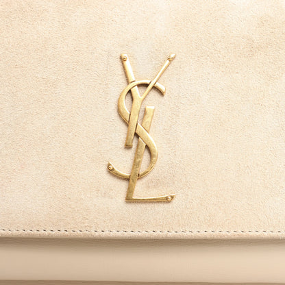 Saint Laurent Paris Sunset Medium Leather x Suede Shoulder Bag in Beige 442906