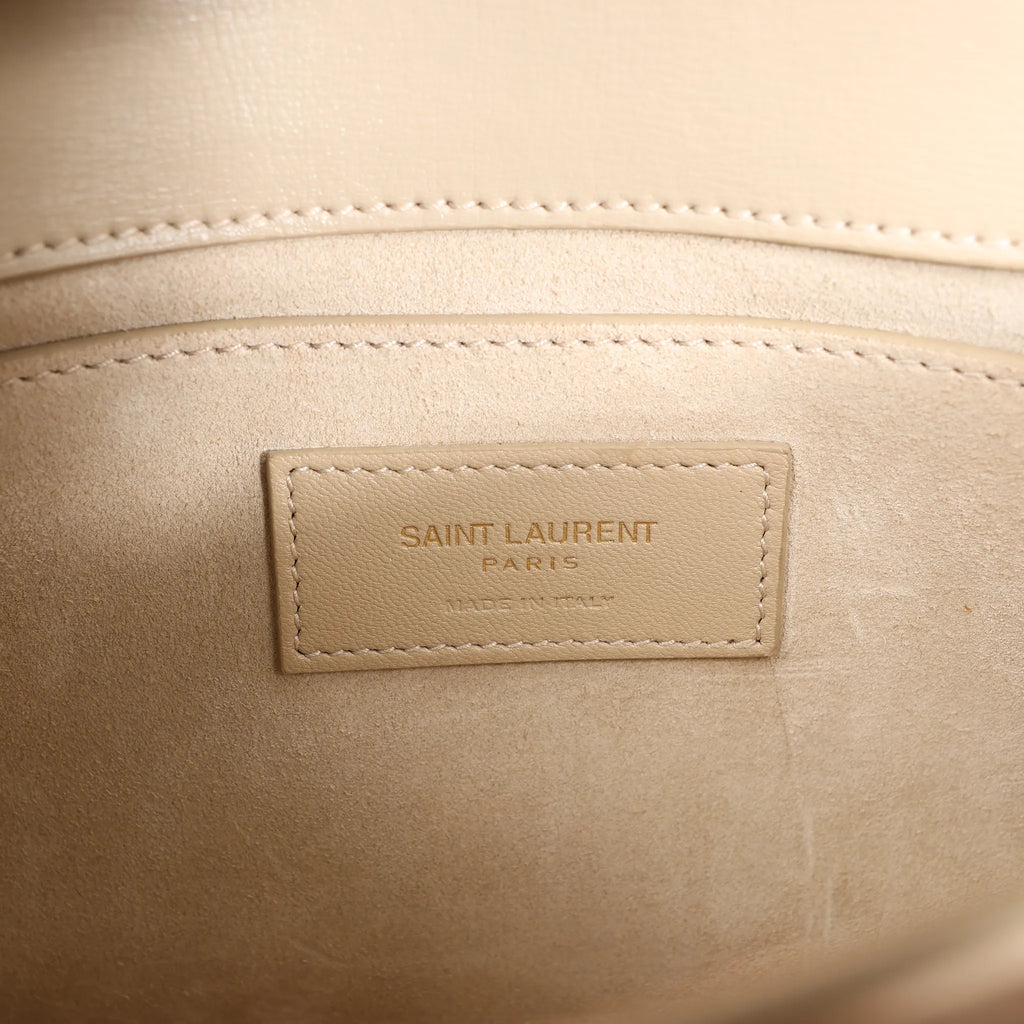 Saint Laurent Paris Sunset Medium Leather x Suede Shoulder Bag in Beige 442906