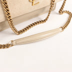 Saint Laurent Paris Sunset Medium Leather x Suede Shoulder Bag in Beige 442906