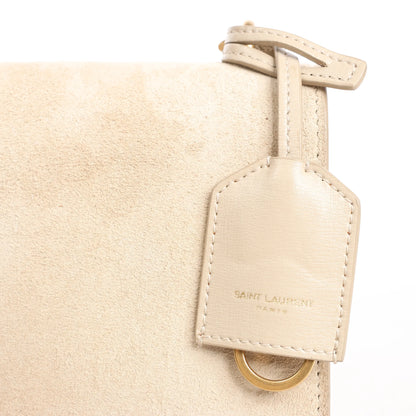 Saint Laurent Paris Sunset Medium Leather x Suede Shoulder Bag in Beige 442906