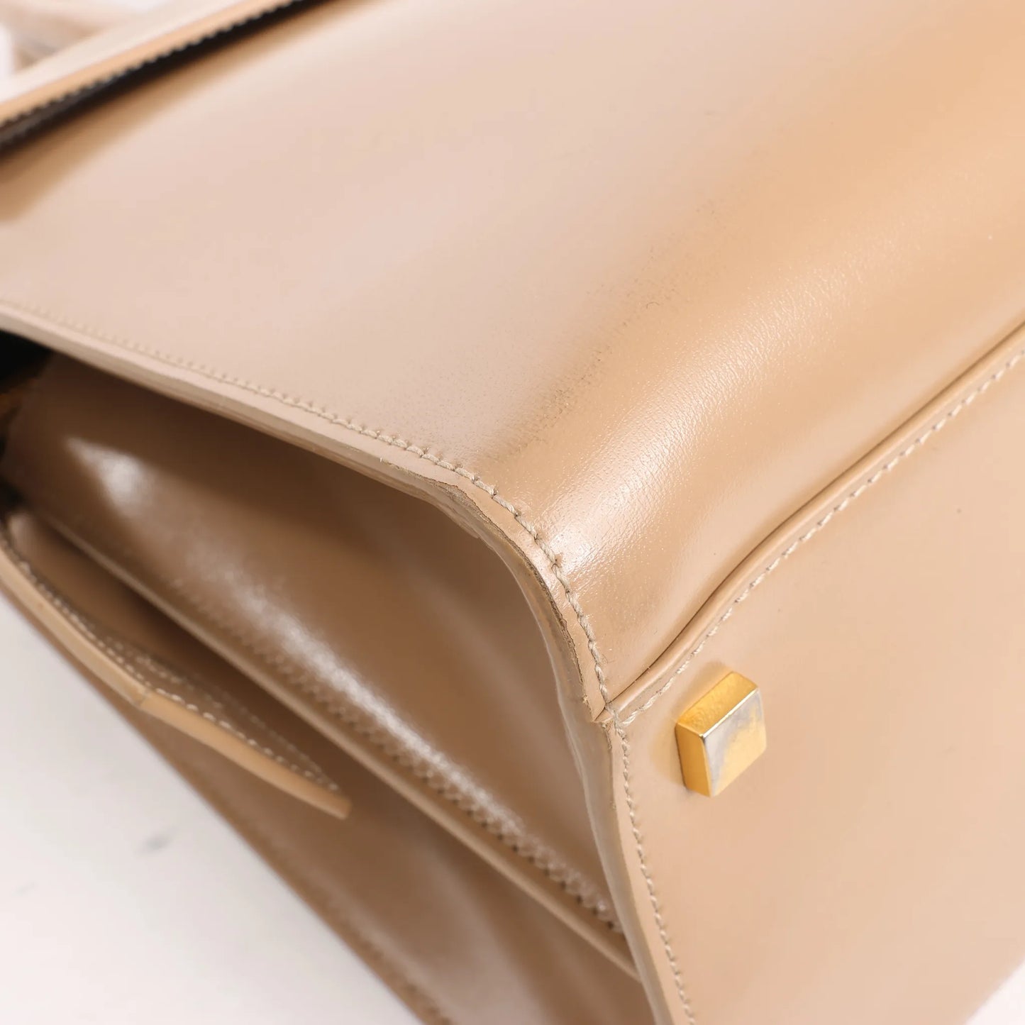 Saint Laurent Paris Uptown Leather Handbag in Beige 557653