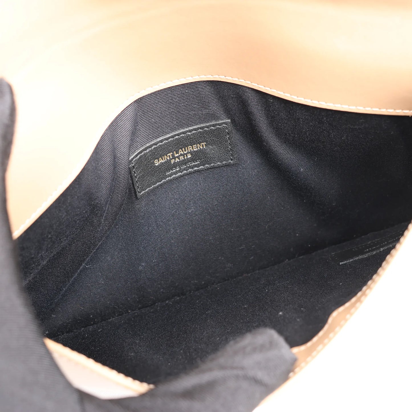 Saint Laurent Paris Uptown Leather Handbag in Beige 557653