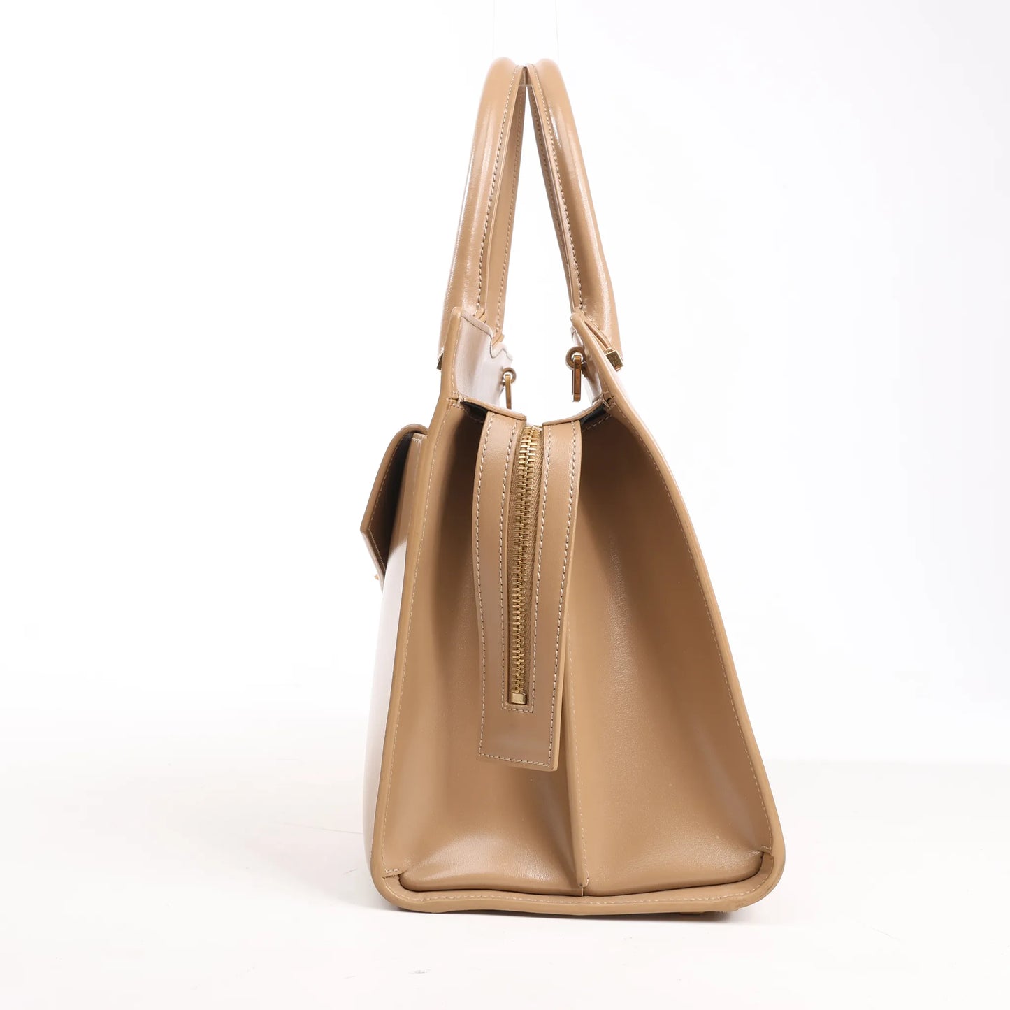 Saint Laurent Paris Uptown Leather Handbag in Beige 557653