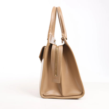 Saint Laurent Paris Uptown Leather Handbag in Beige 557653