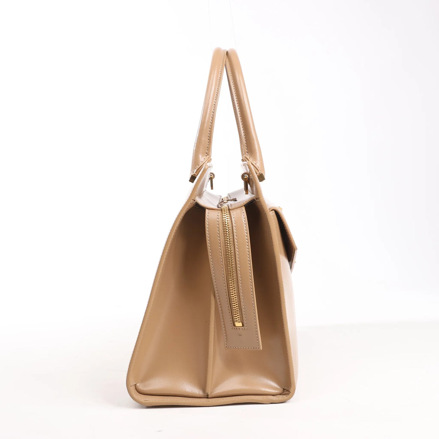 Saint Laurent Paris Uptown Leather Handbag in Beige 557653