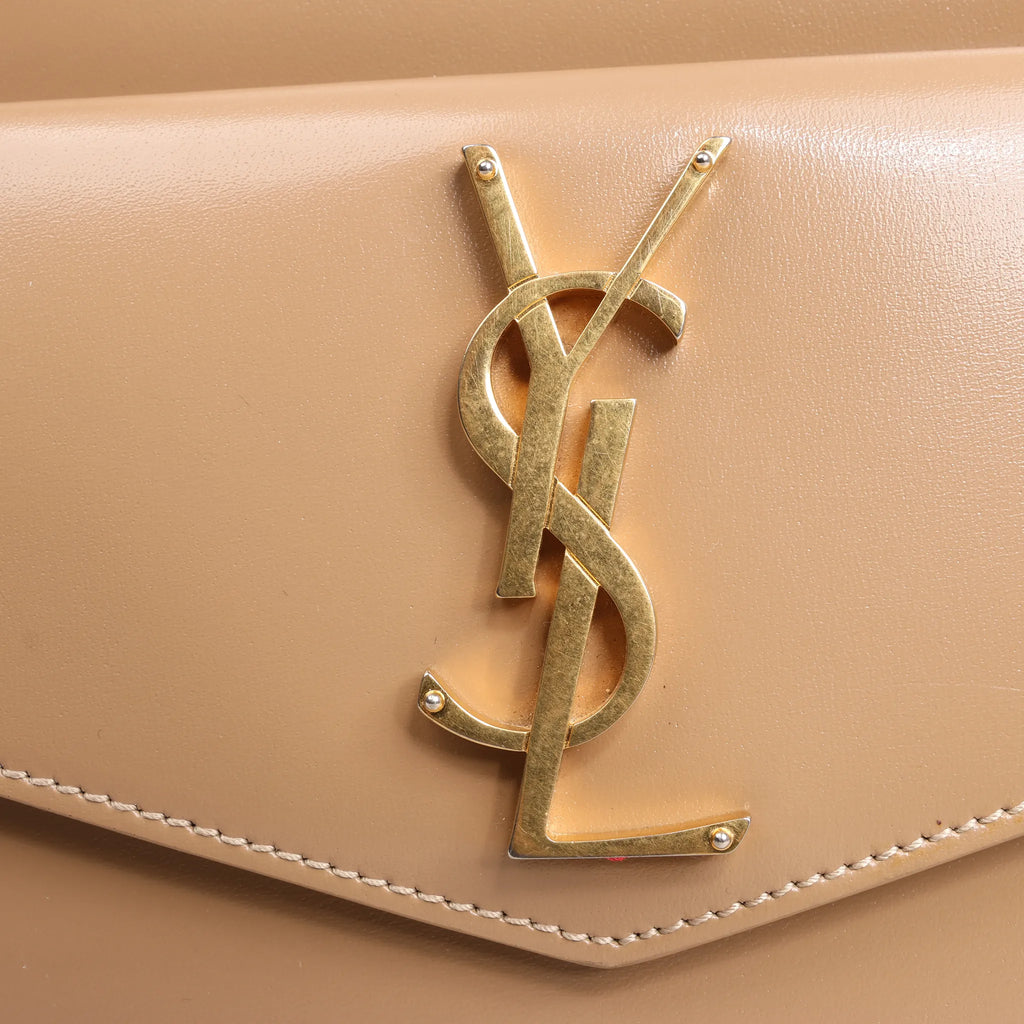 Saint Laurent Paris Uptown Leather Handbag in Beige 557653