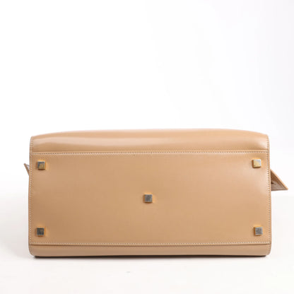 Saint Laurent Paris Uptown Leather Handbag in Beige 557653