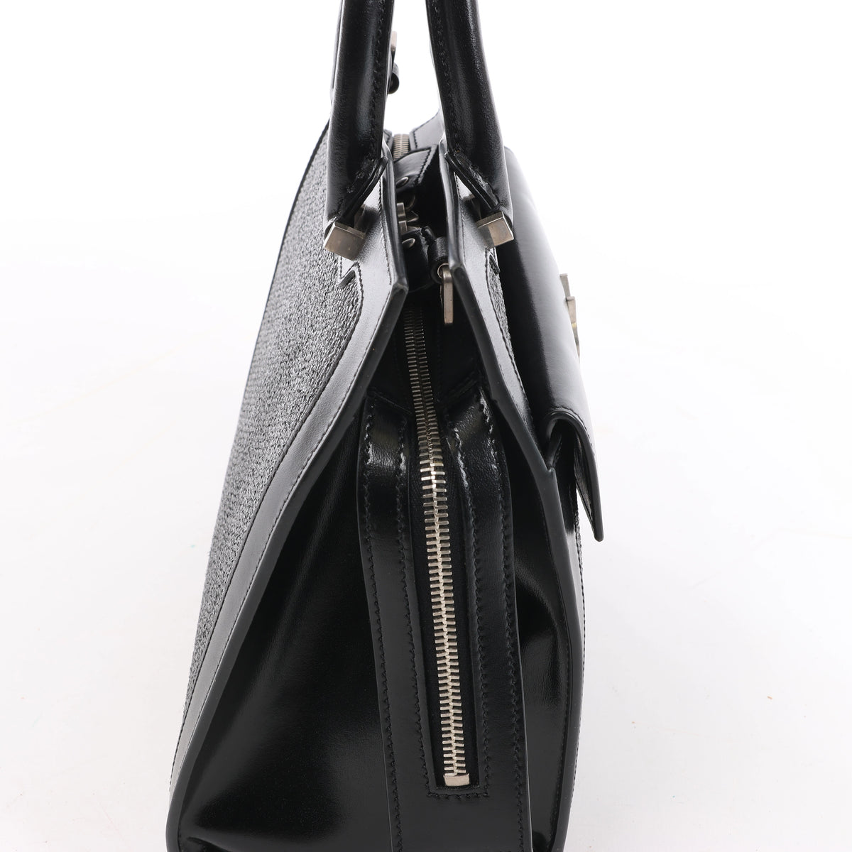 Saint Laurent Paris Uptown Small Leather x Raffia Handbag in Black 561203
