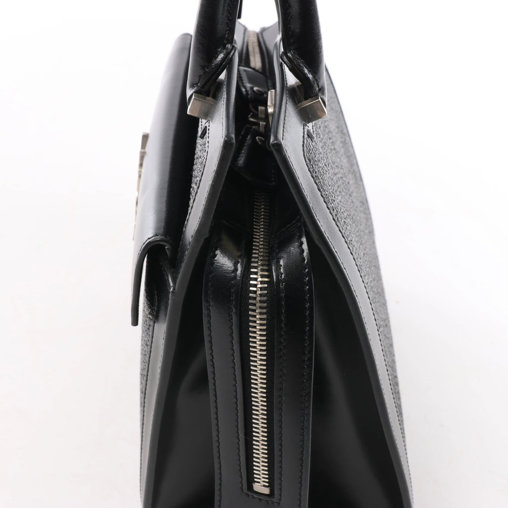 Saint Laurent Paris Uptown Small Leather x Raffia Handbag in Black 561203