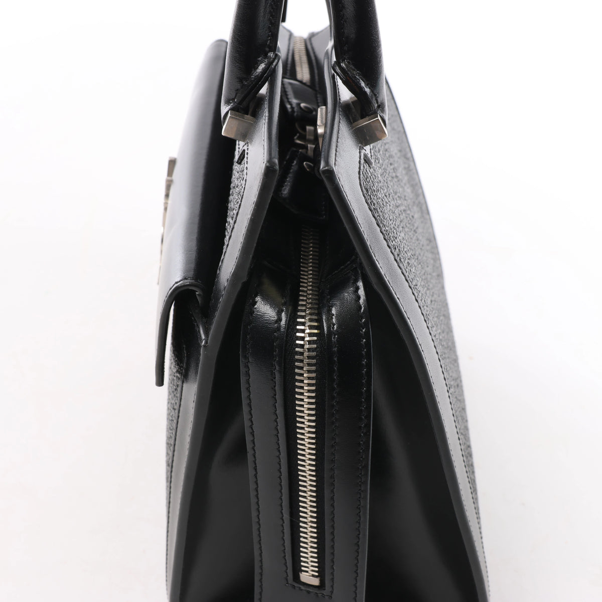 Saint Laurent Paris Uptown Small Leather x Raffia Handbag in Black 561203