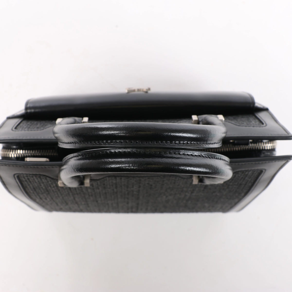 Saint Laurent Paris Uptown Small Leather x Raffia Handbag in Black 561203