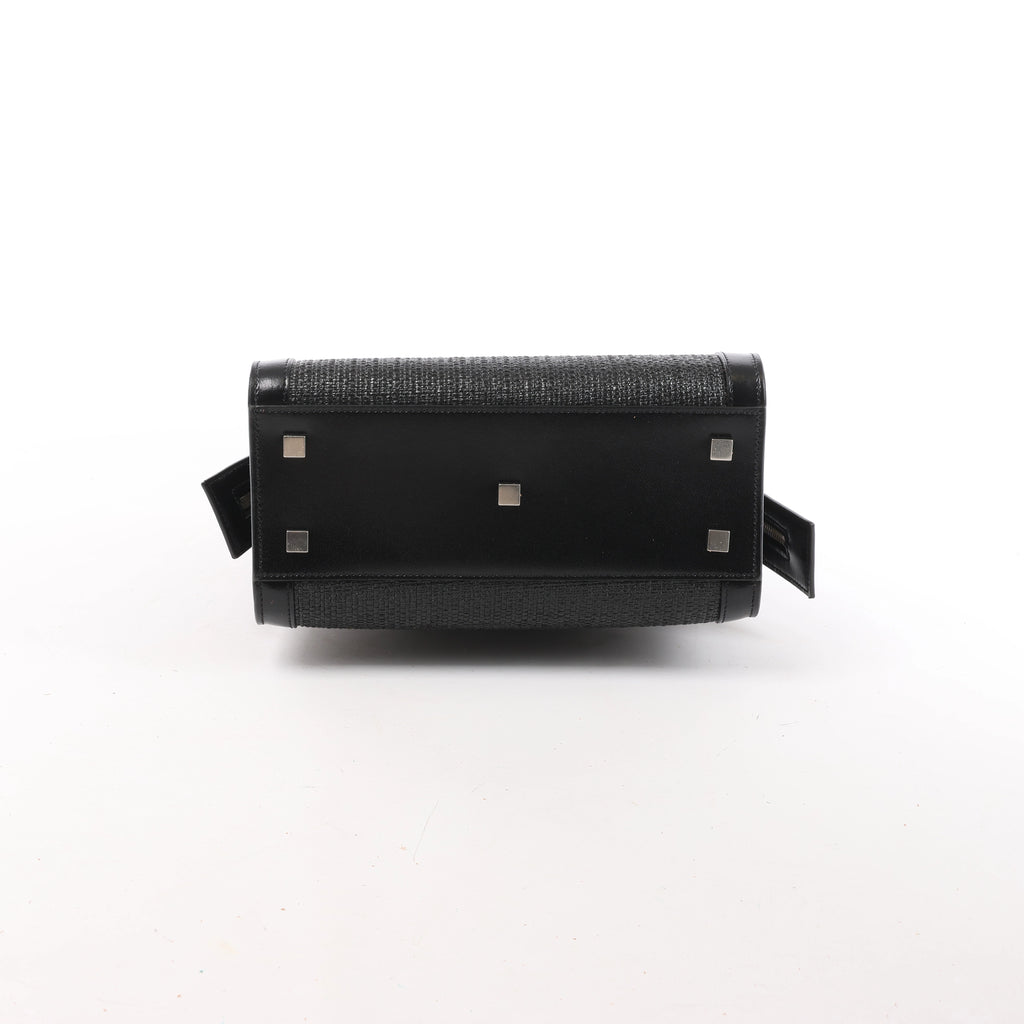 Saint Laurent Paris Uptown Small Leather x Raffia Handbag in Black 561203