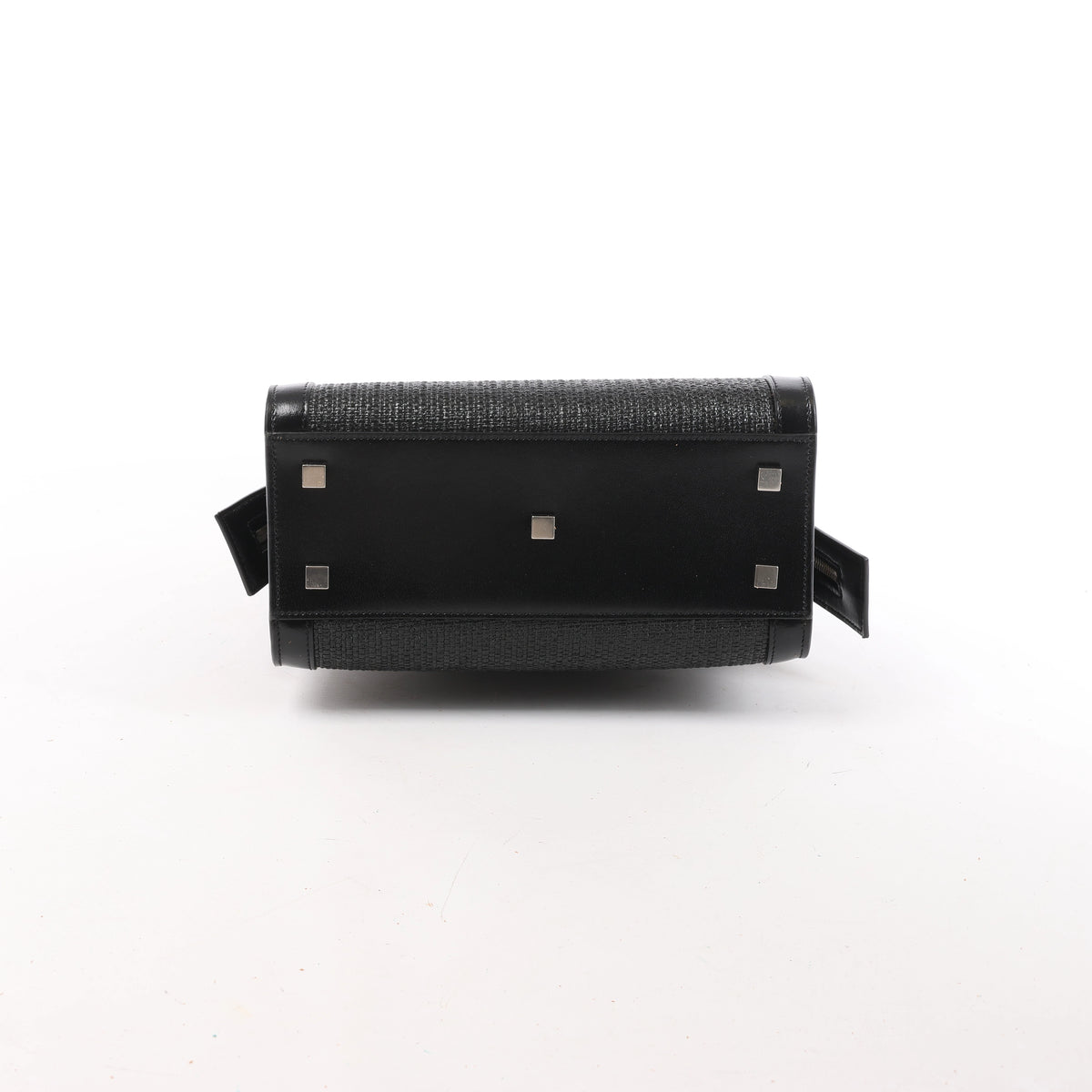 Saint Laurent Paris Uptown Small Leather x Raffia Handbag in Black 561203
