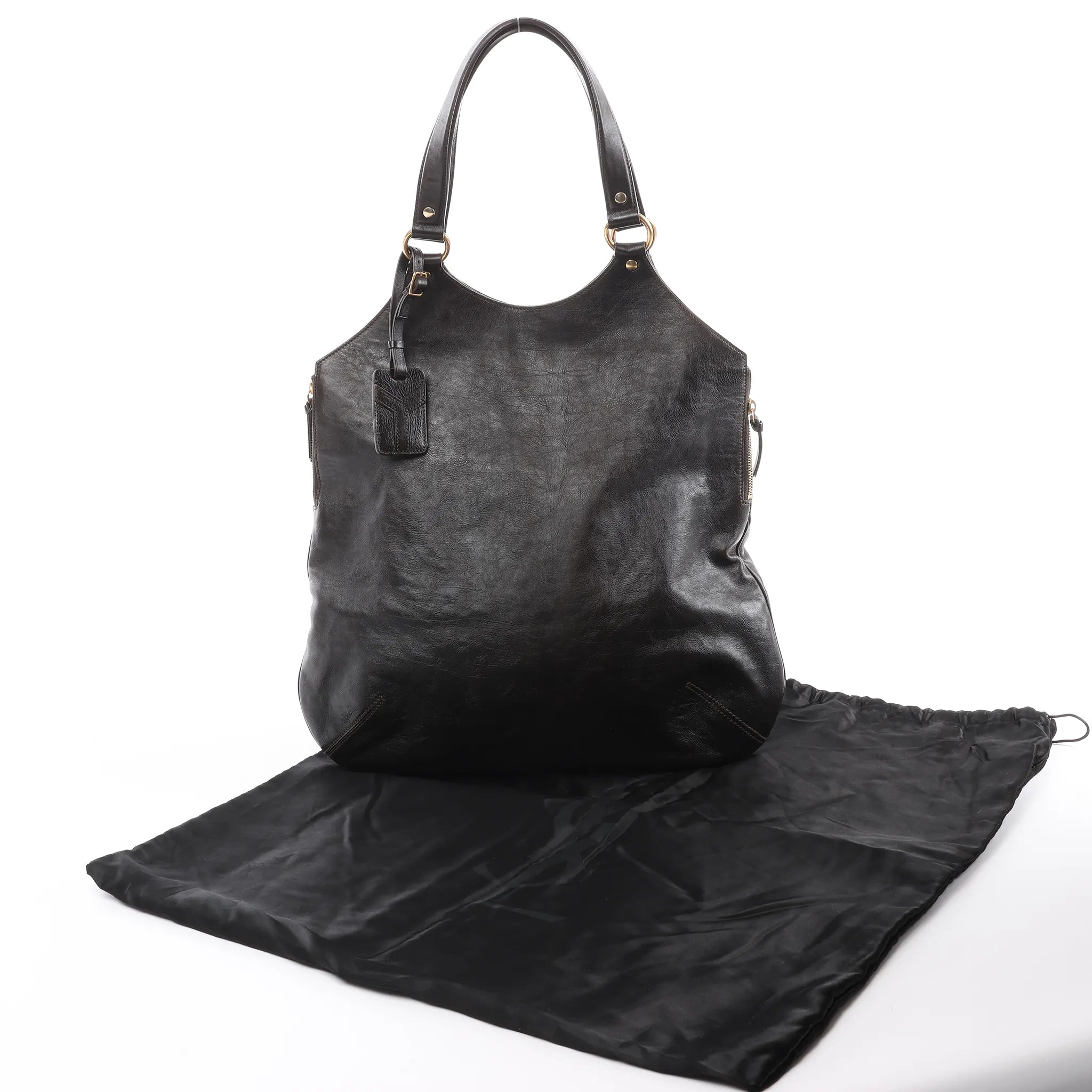 Saint Laurent Paris Tribute Large Leather Shoulder Bag in Brown