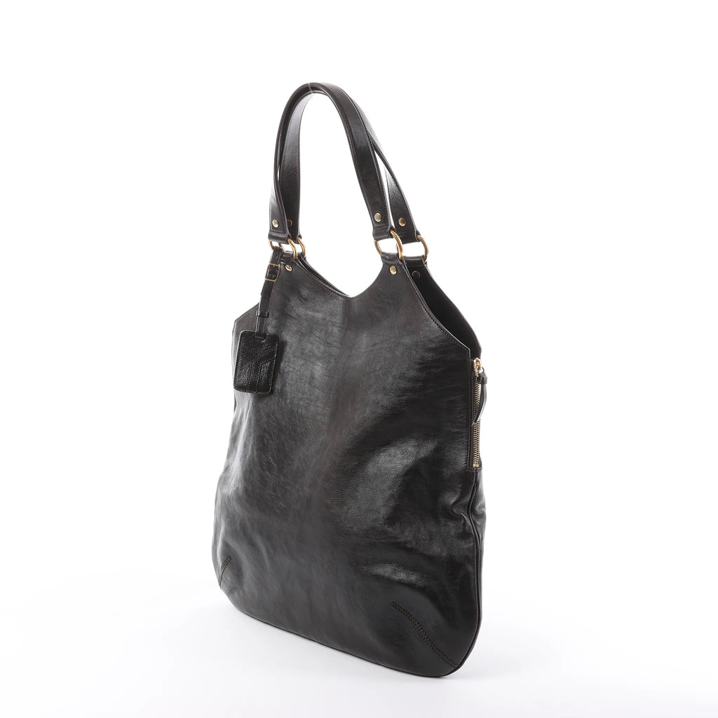 Saint Laurent Paris Tribute Large Leather Shoulder Bag in Brown