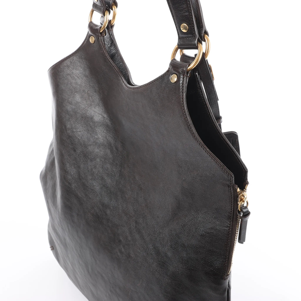 Saint Laurent Paris Tribute Large Leather Shoulder Bag in Brown