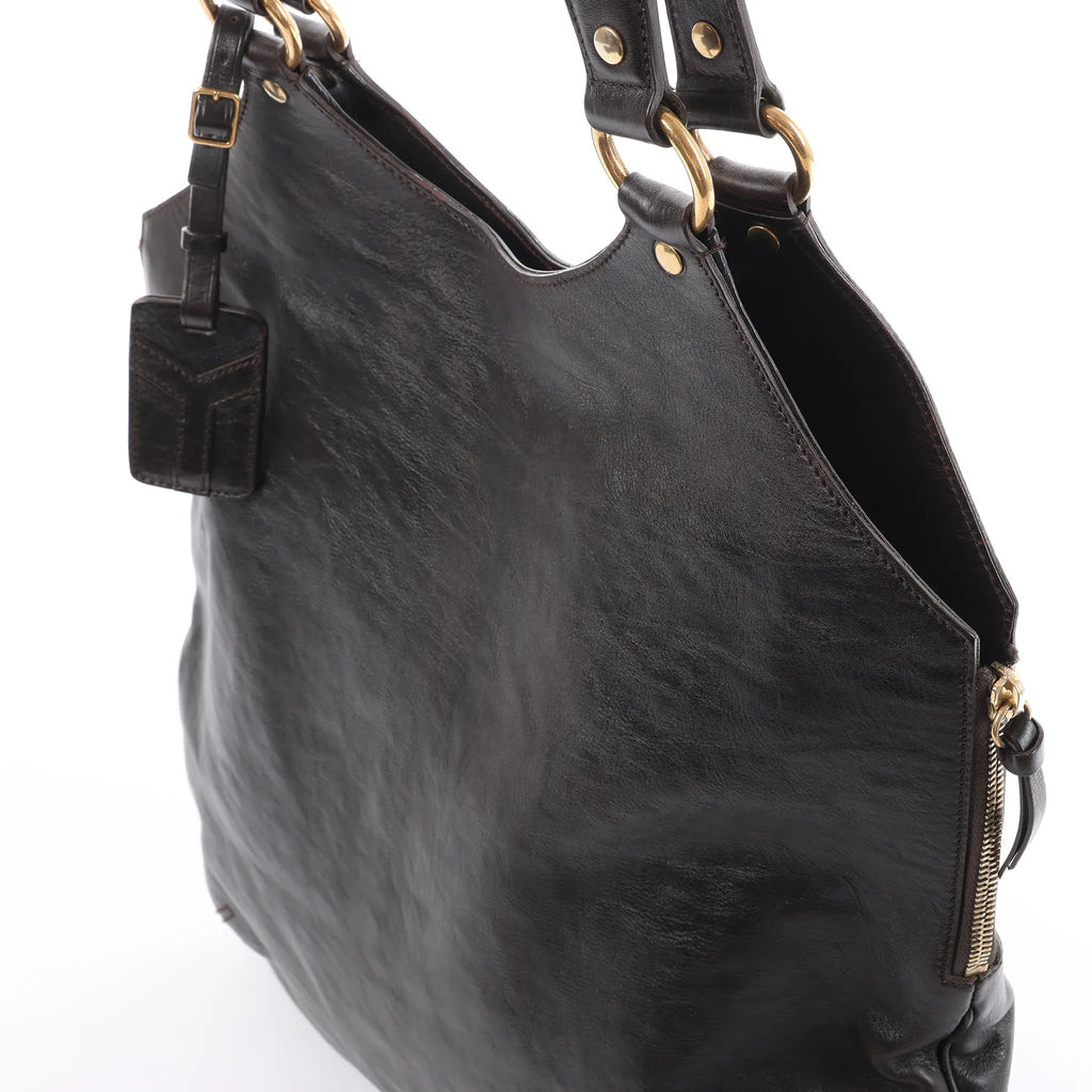 Saint Laurent Paris Tribute Large Leather Shoulder Bag in Brown