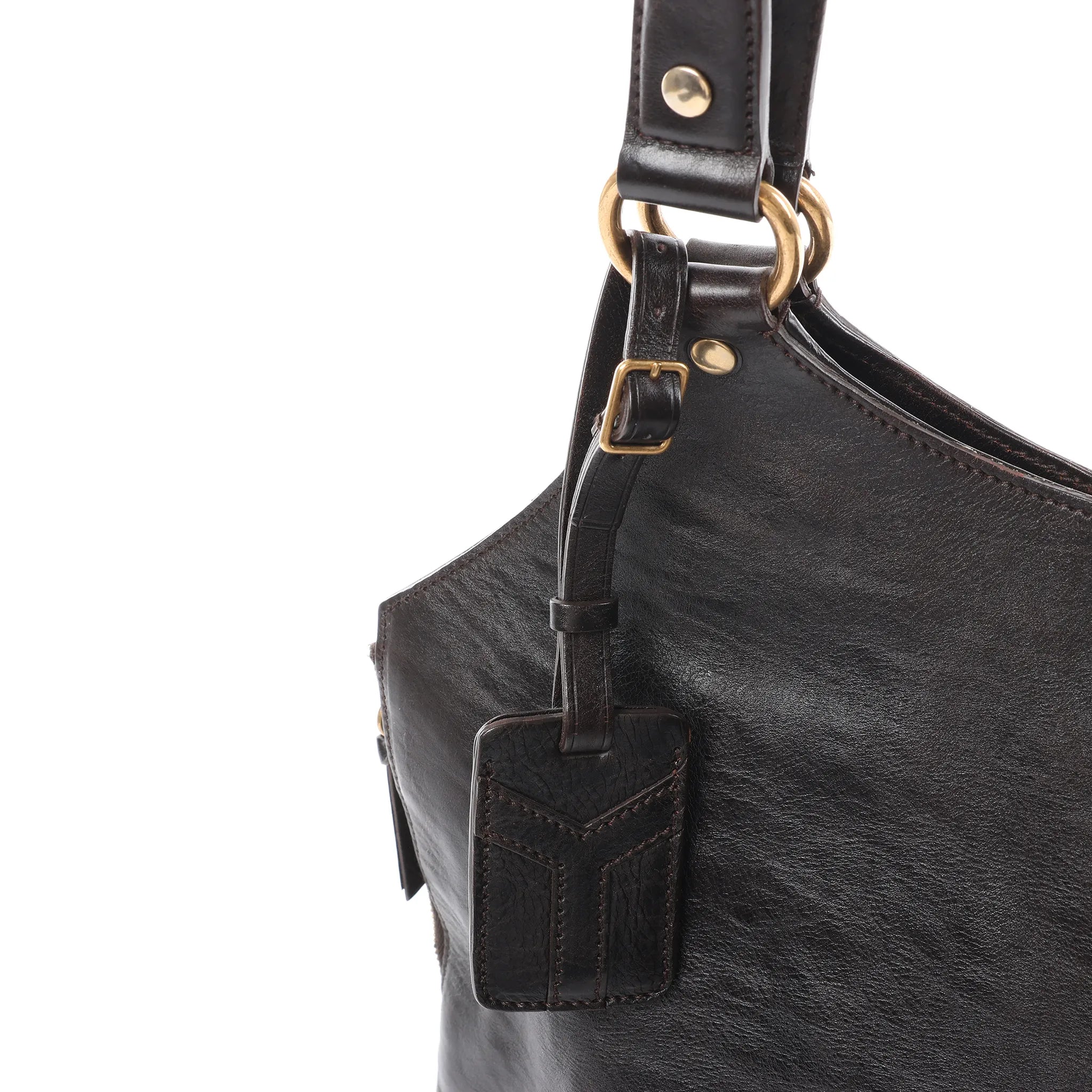 Saint Laurent Paris Tribute Large Leather Shoulder Bag in Brown