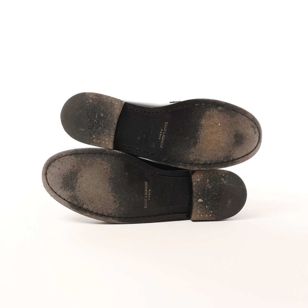 Saint Laurent Paris YSL Monogram Le Loafer Leather in Black, Size 40 EU