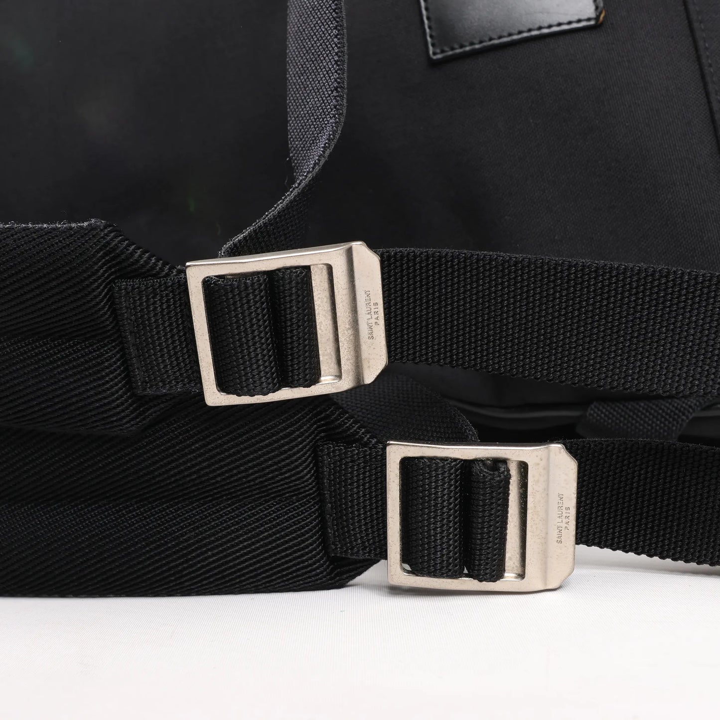 Saint Laurent Paris Canvas x Leather Backpack in Black 435988