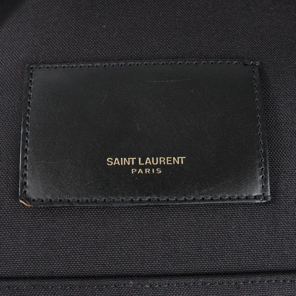 Saint Laurent Paris Canvas x Leather Backpack in Black 435988