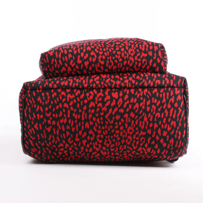 Saint Laurent Paris Leopard Hunting Canvas x Leather Backpack in Red x Black 326865