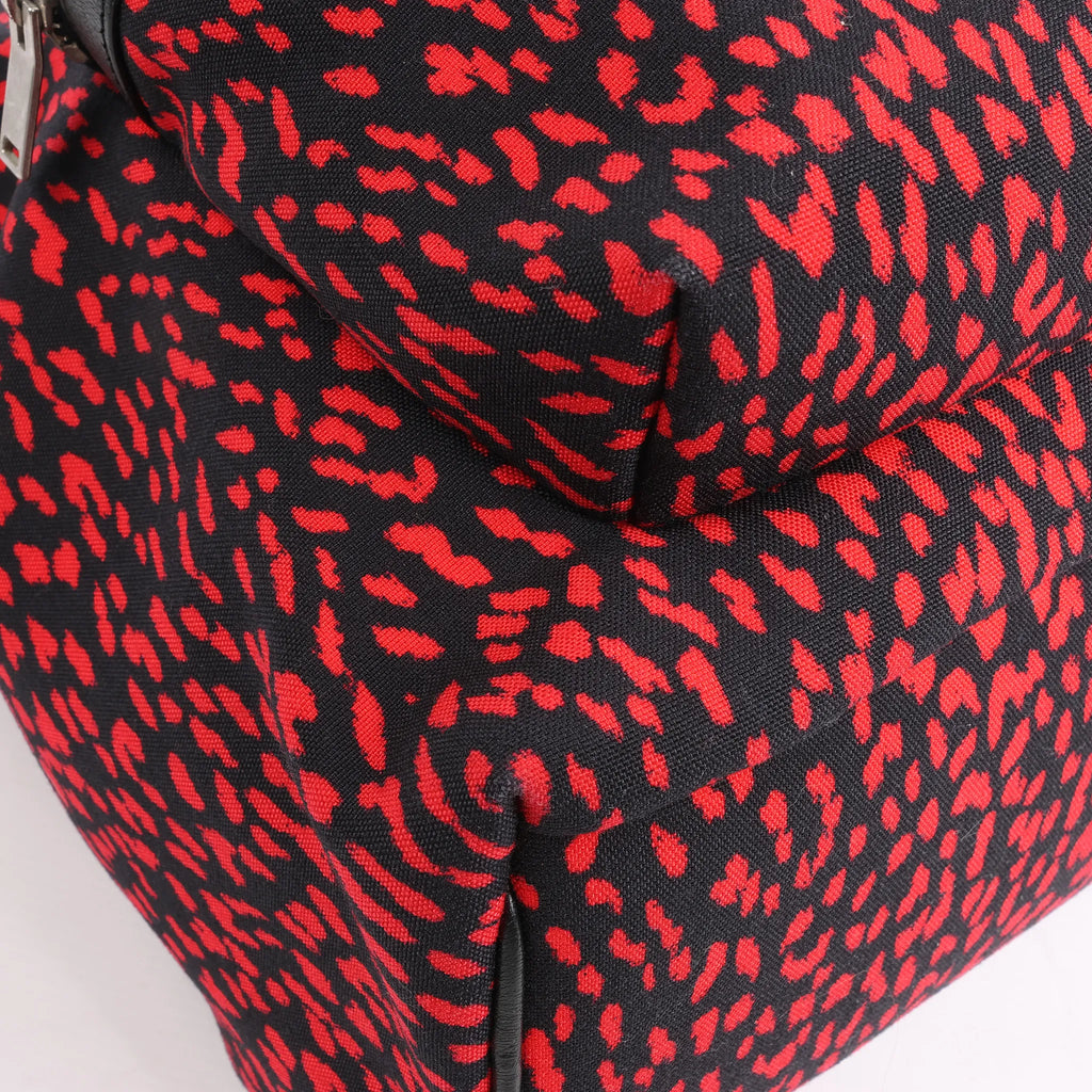 Saint Laurent Paris Leopard Hunting Canvas x Leather Backpack in Red x Black 326865