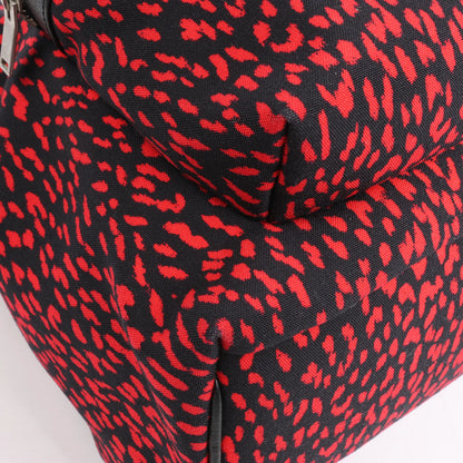 Saint Laurent Paris Leopard Hunting Canvas x Leather Backpack in Red x Black 326865