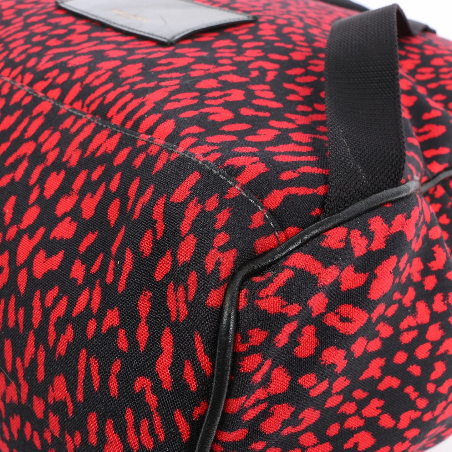 Saint Laurent Paris Leopard Hunting Canvas x Leather Backpack in Red x Black 326865