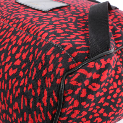 Saint Laurent Paris Leopard Hunting Canvas x Leather Backpack in Red x Black 326865