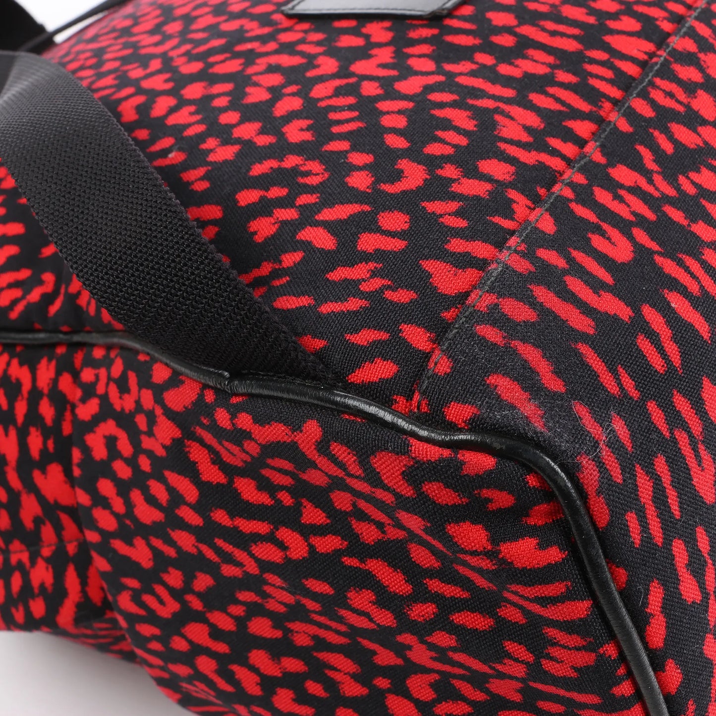 Saint Laurent Paris Leopard Hunting Canvas x Leather Backpack in Red x Black 326865