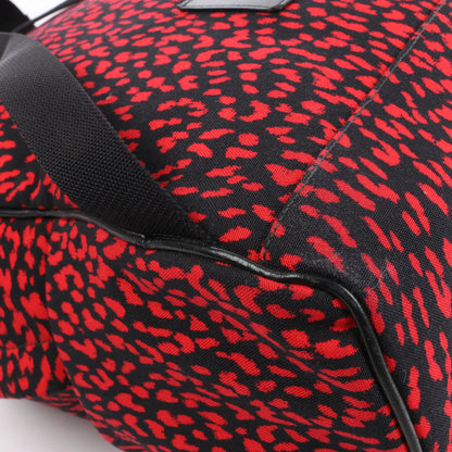 Saint Laurent Paris Leopard Hunting Canvas x Leather Backpack in Red x Black 326865