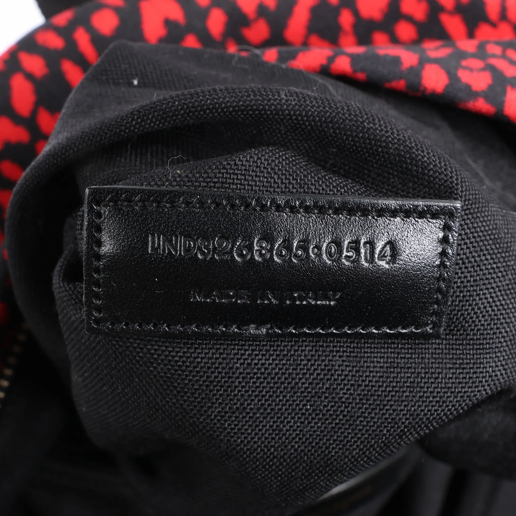 Saint Laurent Paris Leopard Hunting Canvas x Leather Backpack in Red x Black 326865
