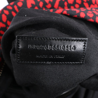 Saint Laurent Paris Leopard Hunting Canvas x Leather Backpack in Red x Black 326865