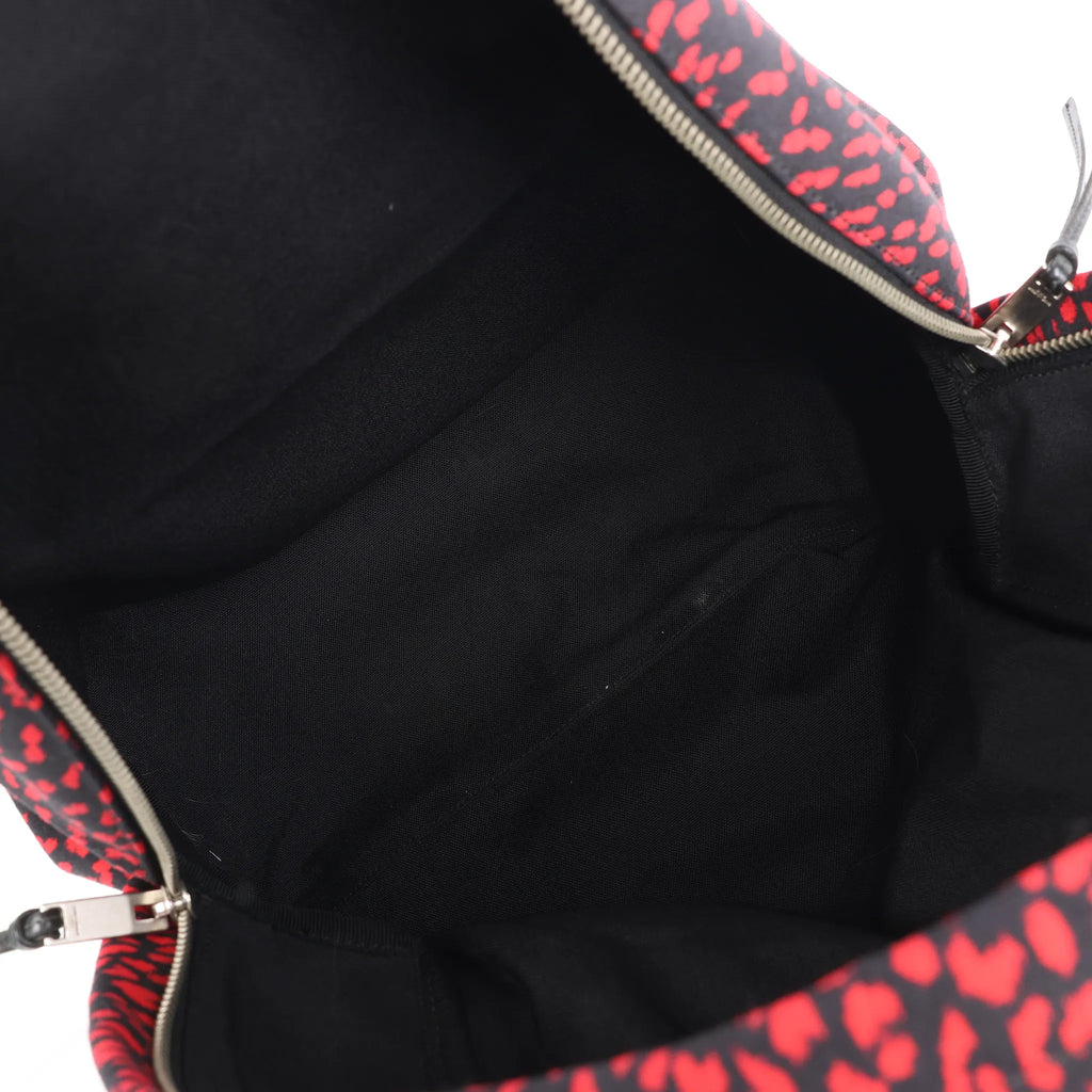 Saint Laurent Paris Leopard Hunting Canvas x Leather Backpack in Red x Black 326865