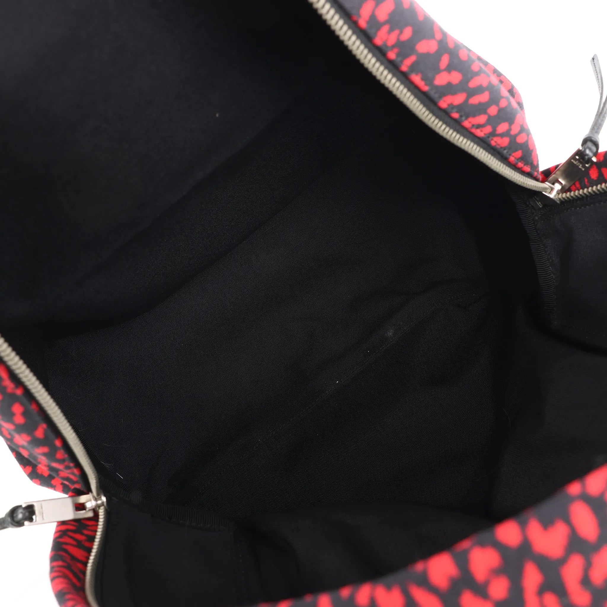 Saint Laurent Paris Leopard Hunting Canvas x Leather Backpack in Red x Black 326865