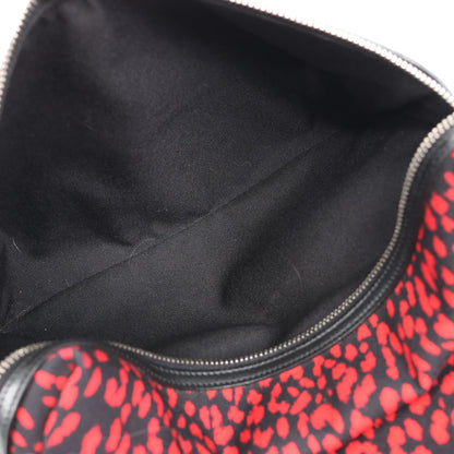 Saint Laurent Paris Leopard Hunting Canvas x Leather Backpack in Red x Black 326865