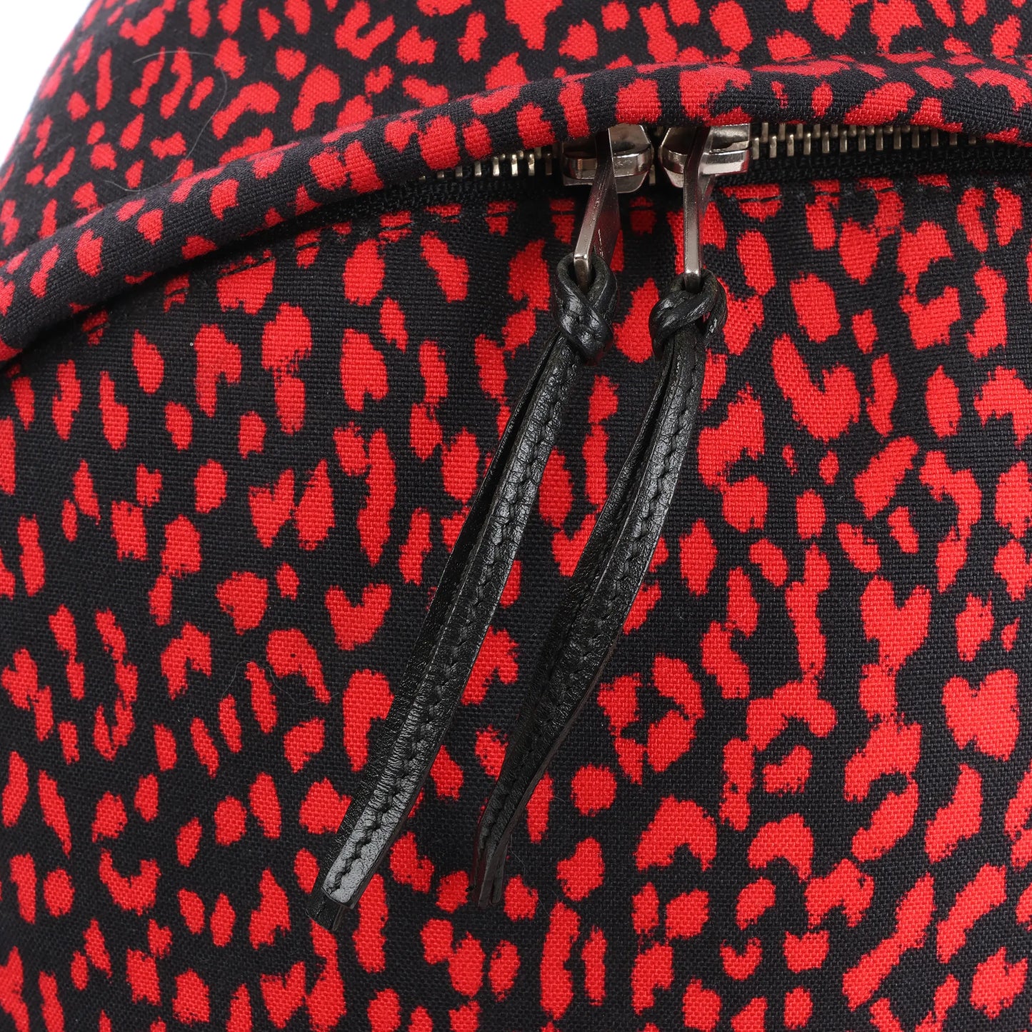 Saint Laurent Paris Leopard Hunting Canvas x Leather Backpack in Red x Black 326865