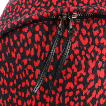 Saint Laurent Paris Leopard Hunting Canvas x Leather Backpack in Red x Black 326865