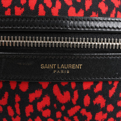 Saint Laurent Paris Leopard Hunting Canvas x Leather Backpack in Red x Black 326865