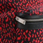 Saint Laurent Paris Leopard Hunting Canvas x Leather Backpack in Red x Black 326865
