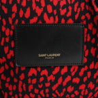 Saint Laurent Paris Leopard Hunting Canvas x Leather Backpack in Red x Black 326865