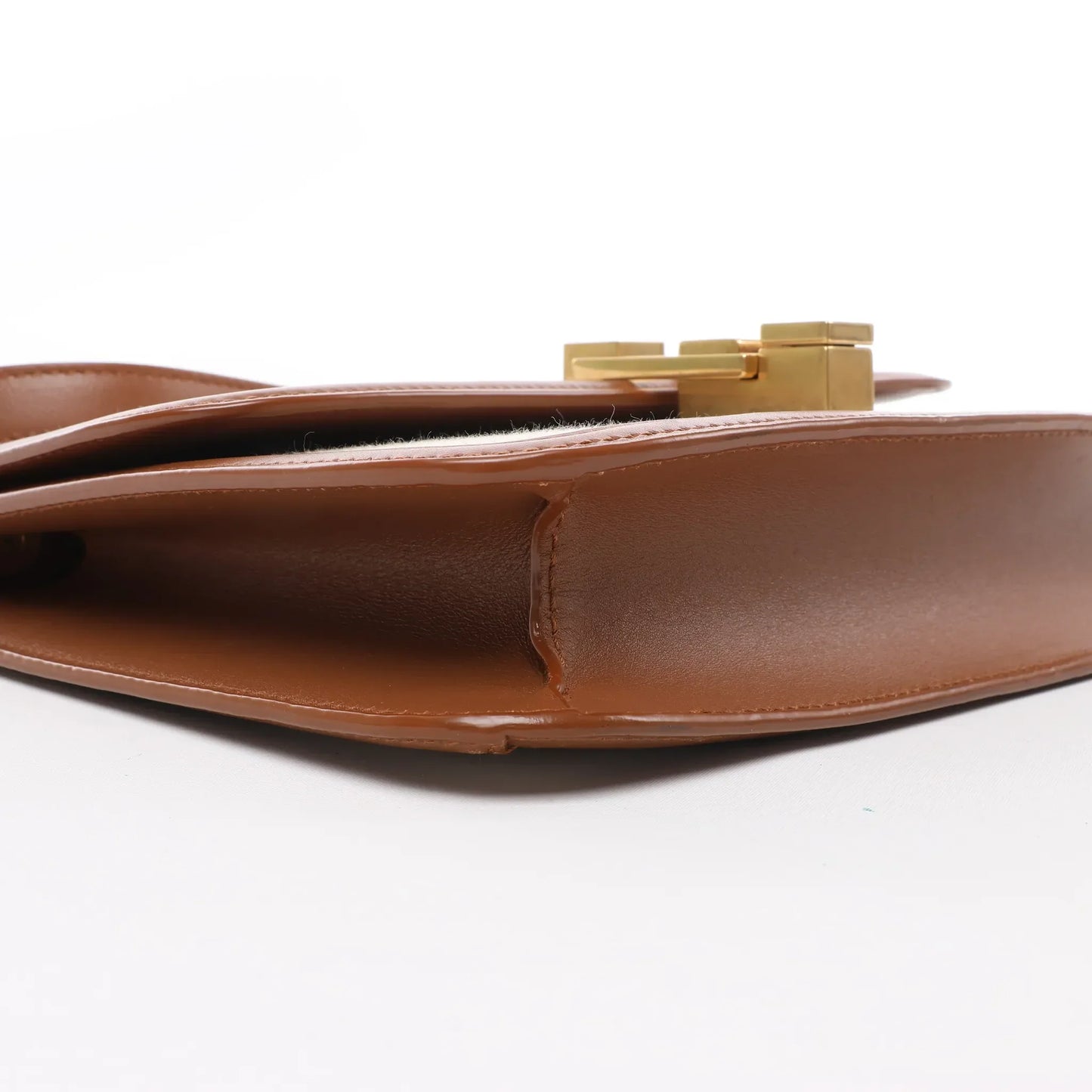 Sac bandoulière Saint Laurent Paris Carré en toile et cuir beige et marron 647713