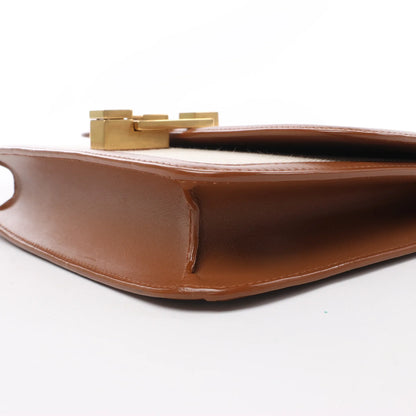 Saint Laurent Paris Carre Canvas x Leather Shoulder bag in Beige x Brown 647713