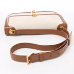 Saint Laurent Paris Carre Canvas x Leather Shoulder bag in Beige x Brown 647713