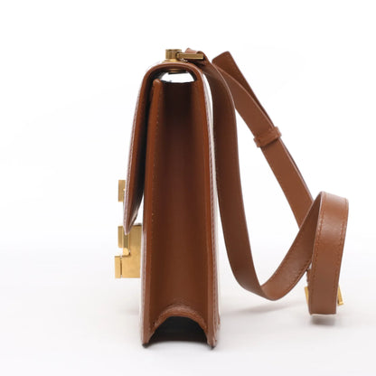 Sac bandoulière Saint Laurent Paris Carré en toile et cuir beige et marron 647713