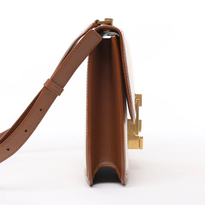 Sac bandoulière Saint Laurent Paris Carré en toile et cuir beige et marron 647713