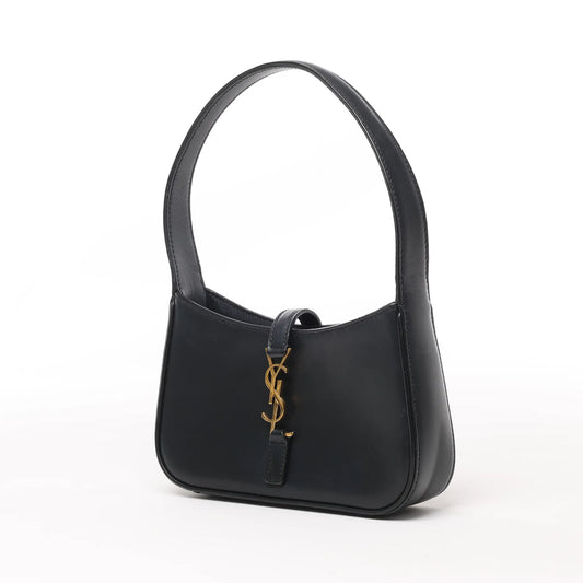 Saint Laurent Paris Mini sac à main Hobo Le 5 à 7 en cuir noir 710318 
