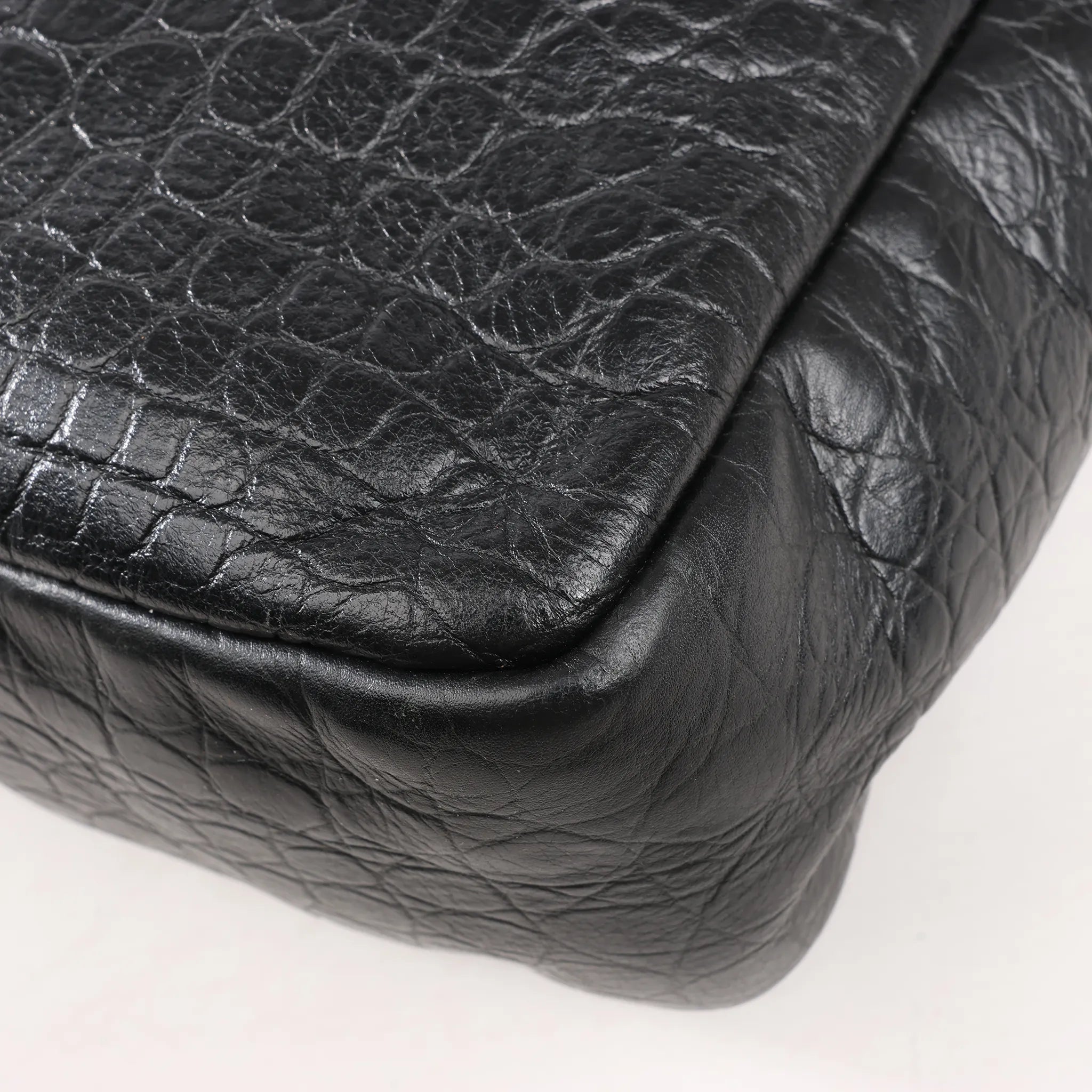 Saint Laurent Paris Sac de Jules Mock Croc Handbag in Black 480586